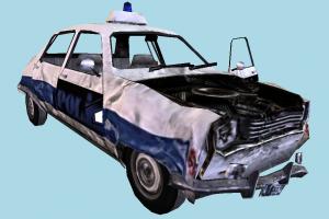 Wracked Police Car police-car, police, car, wracked, broken, damaged, destroyed, emergency, vehicle, truck, carriage, dacia