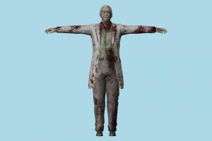 Employee Zombie Resident-Evil, RE, zombie, resident, evil, people, human, xna, characters, rigged