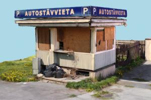 Building building, structure, scanned, old, abandoned, soviet, garage, ussr, parking, lot, teritory