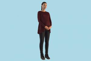 Woman Standing scanned-model, pregnant, girl, woman, lady, female, character, human, people