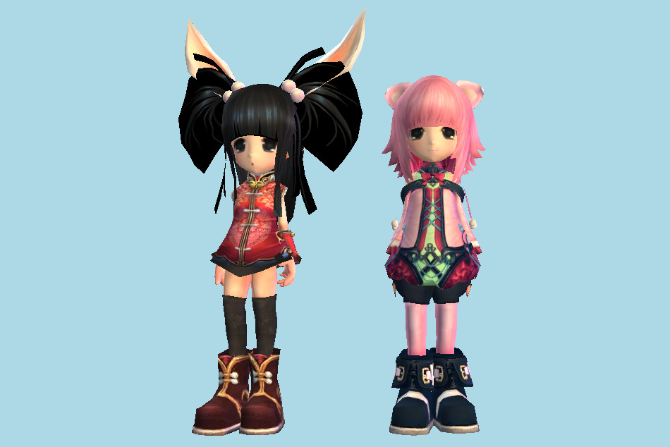 Anime Chibi Girls 3d model