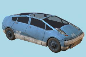 Civilian Car abandoned, vehicle, car, future, sedan, saloon, cyberpunk, dystopian, neotokyo, prius, sci-fi