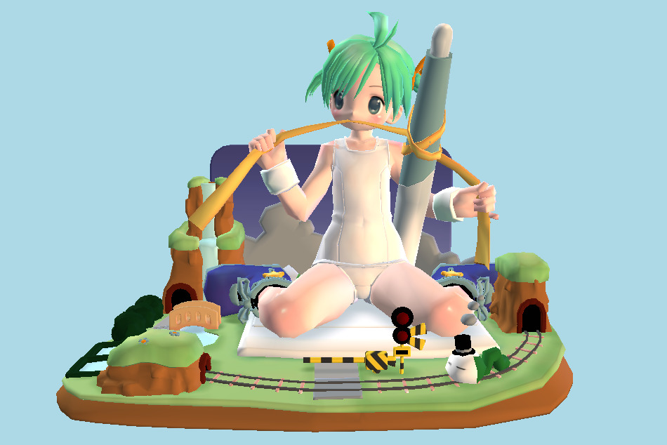 Anime Naughty Little Girl Playing 3d model