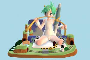 Little Girl Playing hentai, kid, baby, cute, girl, female, people, human, character, cartoon, child, children, toys, playing, fun, 