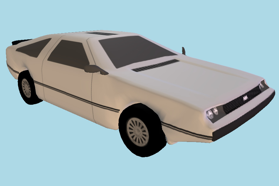 Delorean Car Low-poly 3d model