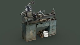 Grungy Lathe Scan machinery, garage, tools, lathe, machine, metalwork, workshop, factory, foudnry