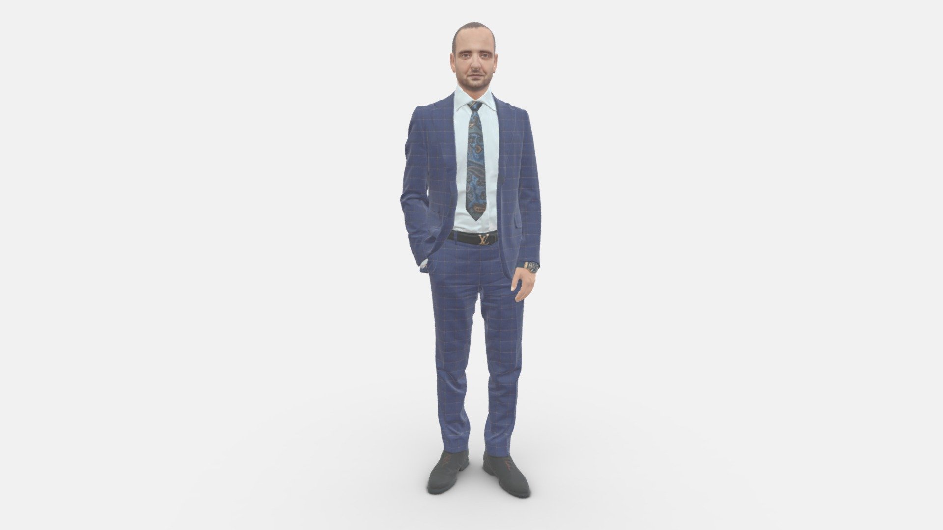 We provide unique 3d scanned models with realistic proportions for closeup and medium-distance views in artworks, paintings and classes. As well as architectural visualization projects.

Main features:




high-end realistic 3d scanned model;

realistic proportions;

highest quality;

low price;

saves you time for more time in landscaping and interiors visualization.

FEATURES 




3d scanned model 

Extremely clean

Edge Loops based

smoothable

symmetrical

professional quality UV map

high level of detail

high resolution textures

real-world scale

system unit: cm

TEXTURES 




Textural Resolution: 4096 x 4096

Color Map

The model is suitable for stereolithography 3d printing 

The model is also ready for fullcolour 3d printing - 001024 man in blue plaid suit hand in pocket - Buy Royalty Free 3D model by 3DFarm 3d model
