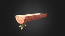 Handpainted Log log, paint, substancepainter, substance, handpainted, cartoon, low, poly, wood, hand