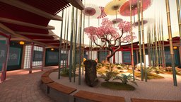 G0026 Virtual Reality Art Gallery Japanese Story tree, virtual, photo, custom, image, japan, cherry, photography, reality, flowers, painting, baked, vr, exhibition, sakura, leaf, showcase, presentation, enviroment, spatial, gallery, artist, blossom, alternative, atmospheric, verse, metaverse, 3d, art, model, animated, sketchfab, download, space, japanese