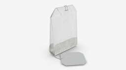 Tea bag with label 03 drink, green, tea, food, template, paper, bag, morning, beverage, package, label, pouch, sachet, 3d, pbr, unbranded