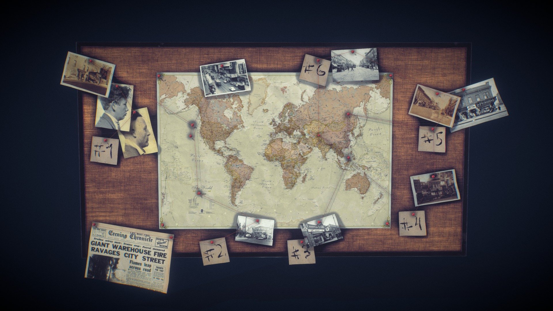 A modelling study of a vintage Investigation Board for a Detective’s office interior design. 

Modelled in Blender, baked and textured in Substance Painter

1 x 4096x4096 PBR Texture Set - Investigation Board - Download Free 3D model by Mkky 3d model