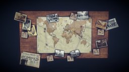 Investigation Board office, vintage, study, board, antique, furniture, map, old, detective, investigation, interior-design, officefurniture, detective-office, substancepainter, asset, blender, gameasset, gameready