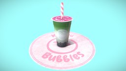 Bubble Tea drink, milk, kawaii, matcha, bubbles, pearls, latte, tapioca, bubbletea, sketchfabweeklychallenge