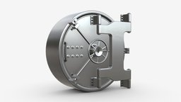 Bank vault door storage, system, money, security, safe, vault, lock, solid, bank, metal, safety, deposit, secure, strength, banking, 3d, pbr, door, steel