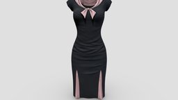 Vintage Retro Formal Black Dress short, neck, vintage, fashion, retro, women, midi, girls, skirt, dress, tie, 1940s, womens, outfit, 1950s, 1960s, formal, female, black