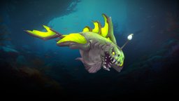 Stylized Viperfish fish, flying, rpg, viper, deepsea, mmo, rts, fbx, water, moba, viperfish, handpainted, lowpoly, animation, stylized, fantasy, sea, viper-fish