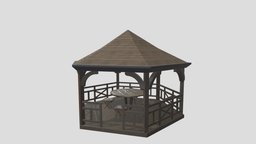Arbor landscape, wooden, garden, exterior, nature, arbor, gardenhouse, architecture, low-poly, lowpoly, model, design, house, building