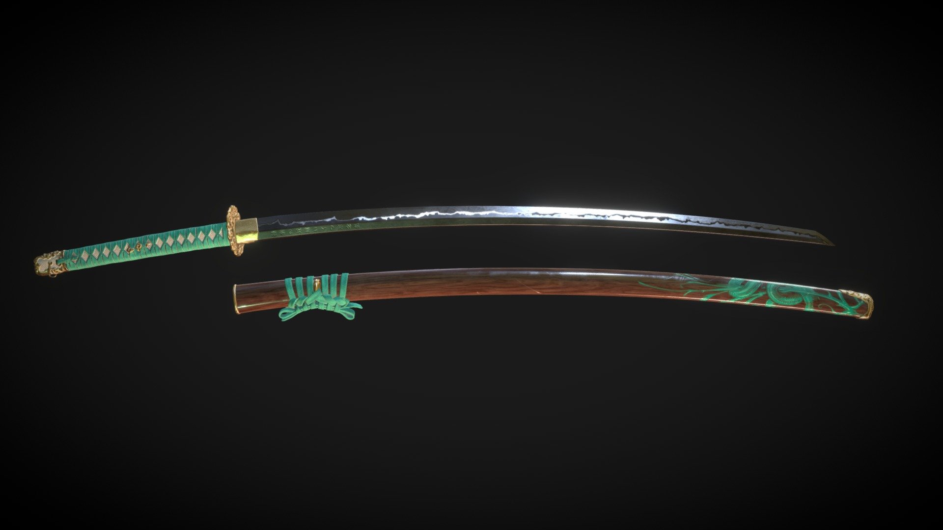 I tried freestyling this katana for fun/exercise&hellip;it was made in the same period I used to think about this haiku so it ended up inscribed.



極楽の近道いくつ寒念仏
gokuraku no chikamichi ikutsu kan nenbutsu


There is so much more to it than can be translated, but some versions of translation would be:



taking a shortcut to paradise
a midwinter prayer


or



how many shortcuts
to paradise?
 - katana - Download Free 3D model by arekkusa77 3d model