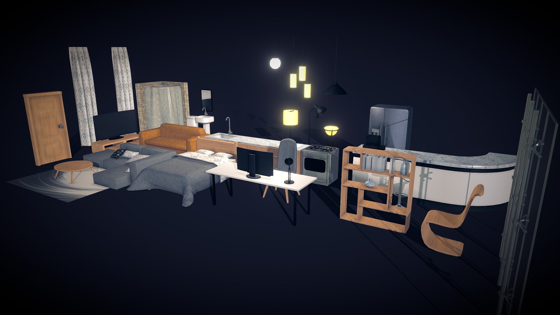 Now it's free!
Feel free to use in your commercial/noncommercial projects - Modern Furniture Pack - 3D model by fangzhangmnm 3d model