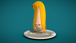 Banana food, creatures, 3dcoat, blender3d