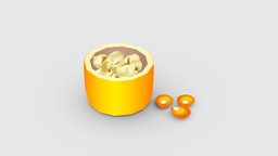 Cartoon popcorn cinema, food, club, stick, movie, popcorn, health, corn, miscellaneous, snacks, lowpolymodel, handpainted