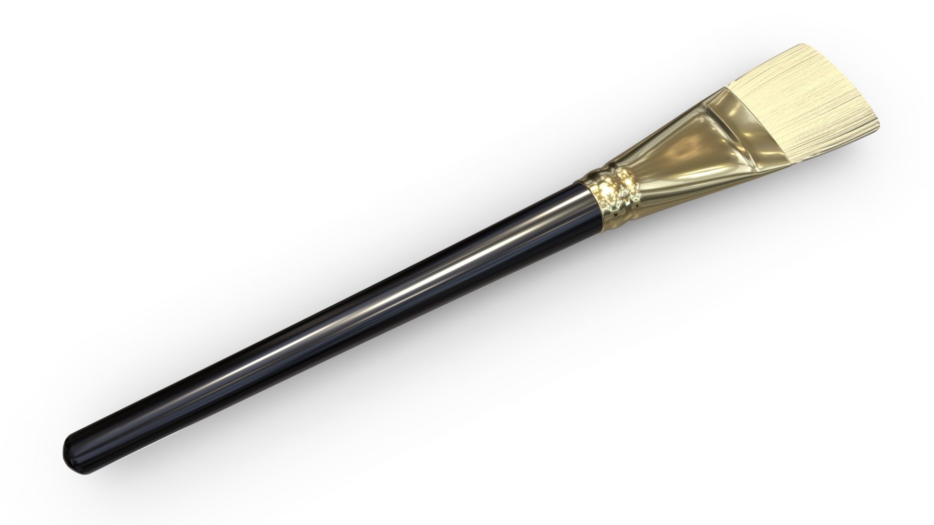 Enhance your projects with this premium model of a flat paintbrush.

Features:




15,232 quads / 30,464 triangulated

All quad geometry, no tris or n-gons

High quality 4096px by 4096px textures for PBR workflows (Albedo/Color, Normal, Roughness &amp; Metalness)

Non-overlapping UV Map

World scale set to centimeters

Measures 2.33cm x 15.24cm x 1.14cm
 - Flat Paintbrush - Buy Royalty Free 3D model by Meerschaum Digital (@meerschaumdigital) 3d model
