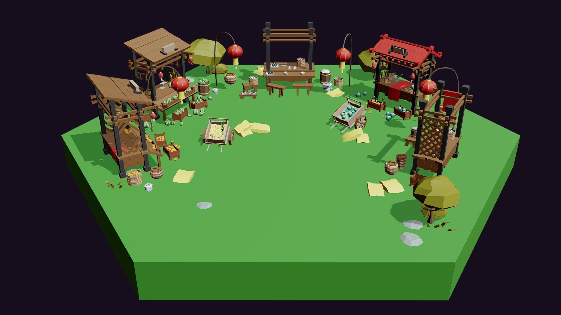 part of Low Poly Asian Style Set download here

There is only 1 tile out of 20 ready tiles Low Poly Asian Style Set

You can easily create any map that suits you by simply connecting the tiles. You can scale objects/models to the size you need.

You can also use the created objects (238 objects) by yourself to create your own tiles/unique environments! - Low Poly Asian Style Tile - 3D model by Mnostva 3d model