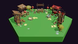 Low Poly Asian Style Tile japan, exterior, buildings, chinatown, china, market, asian, map, nature, asian-art, modular-construction, tileset, tilemap, art, lowpoly, city, interior, modular, asian-elements, asian-food, asian-style