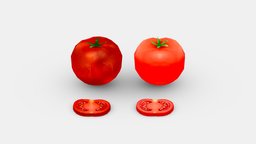 Cartoon Vegetable food, fruit, cook, eat, kitchen, tomato, vegetable, salad, lowpolymodel, handpainted