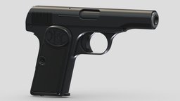FN Model 1910 High-poly rifle, grenade, assault, high, soldier, revolver, army, handgun, carbine, generic, semi, long, submachine, defense, equipment, firearm, vr, bullpup, ar, firearms, automatic, machine, battle, pistol, sniper, launcher, personal, semi-automatic, weapon, asset, game, 3d, low, poly, military, shotgun, gun, gear, war, "light", "multiple-barrel"
