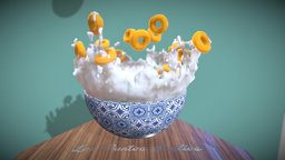 Cereal Loops food, fruit, bowl, breakfast, milk, cereals, honey, loops