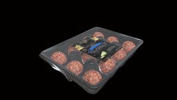 Package of Meatballs packaging, meat, sandwich, hamburger, meals, package, pork, beef, sausage, veal, packaging3d, graund, meatballs