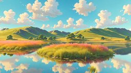 HDRI Anime Panorama G 360, cartoony, cartoonish, vr, virtualreality, spherical, equirectangular, background, hdri, skybox, hdr, backdrop, skydome, unity, ue5, spherical-panorama, createdwithai, skysphere