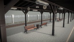 Trainstation lamp, fence, train, rail, speaker, bench, nostalgic, clock, roof, travel, nostalgia, old, station, trainstation, canopy, atmospheric, woodbench, trainrail, stoneground