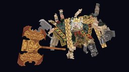 Godrick the grafted armour, mutant, undead, morph, giant, king, lion, boss, gauntlet, marketplace, pauldron, blockbench, minecraft, axe, monster, dark, souls, ring, zombie, elden, godrick, grafted