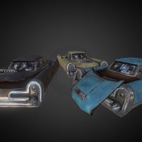 Fallout Style Car ruin, nuclear, sedan, wreck, rusty, 19050s, game, sci-fi, car, fallout
