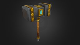 Cartoon hammer warcraft, hammer, dota2, handmade, cartoonish, handpainted, cartoon, art, blender3d, zbrush