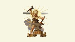 1931 Baby study, traditional, low-poly-character, hand-painted, stylized