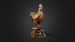 Rooster Sculpture chicken, rooster, environment-assets, 3dsmax, substance-painter, zbrush, sculpture