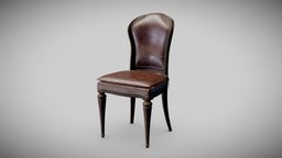 Antique dining chair victorian, wooden, leather, vintage, chairs, worn, furniture, staffpicks, 50s, 1950s, homedecor, homedesign, dining-chair, antique-furniture, leather-furniture, substancepainter, maya, poly, design, zbrush, interior, vintage-furniture