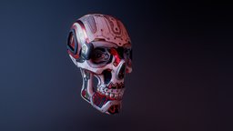 AI Skull sci, fi, prop, tech, robotic, cyberpunk, head, ai, game, skull, sci-fi, robot