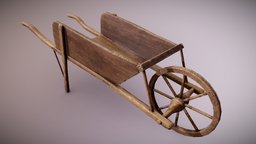 ATT wooden, garage, unreal, antique, wheelbarrow, aaa, game-ready, unreal-engine, ue4, unrealengine, attic, dekogon, amish, unity, pbr, wooden-wheelbarrow, amish-wooden-barrow