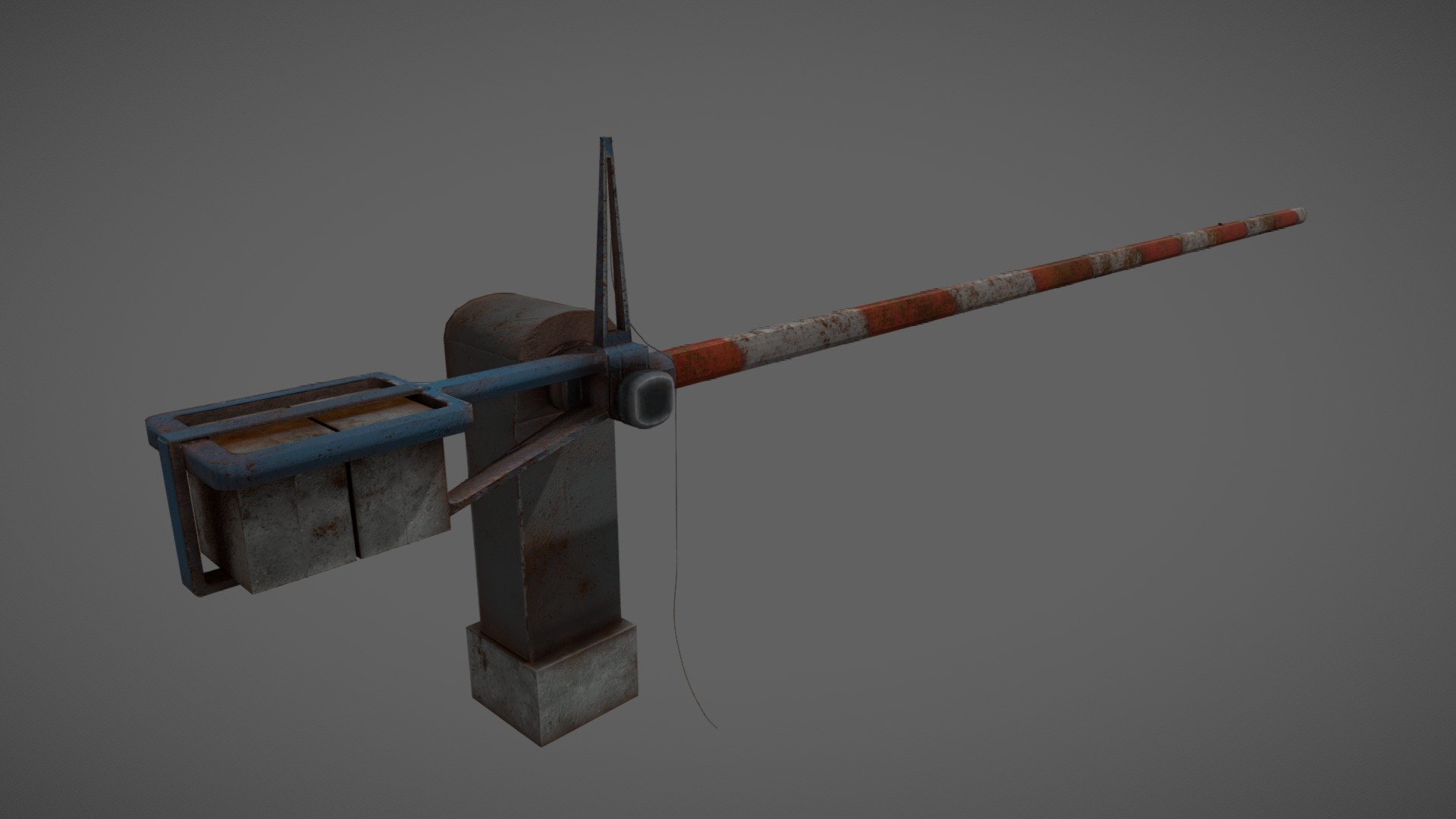 Old road barrier, ideal for railway crossings, guard posts and entrances to industrial zones and factories 3d model
