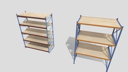 Industrial shelves 5 storage, shelf, rack, warehouse, repository, store, cargo, hangar, shelves, logistic, pbr, factory, industrial