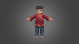 Little Girl Rigged 3D Model rpg, medieval, asian, gamedev, character, handpainted, girl, cartoon, 3d, art, blender3d, animation, stylized, characterdesign, fantasy, human, anime, noai