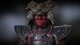 Crimson Samurai armor, japan, warrior, katana, samurai, store, game-ready, japanese-culture, samurai-armor, substancepainter, character, pbr, zbrush, 3dmodel, sketchfab, war, history, unrealengine5