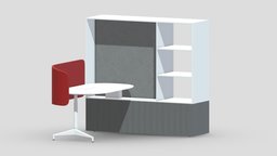 Herman Miller Locale Desk and Cabinet office, scene, room, modern, storage, sofa, set, work, desk, generic, accessories, equipment, collection, business, furniture, table, vr, ergonomic, ar, seating, workstation, meeting, stationery, lexon, asset, game, 3d, chair, low, poly, home, interior
