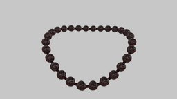 Female Vintage Ruby Beads Necklace red, vintage, retro, big, large, elegant, necklace, pearl, thick, beads, pbr, low, poly, female, rubby