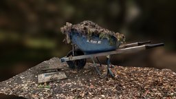 Fall Wheelbarrow Scan RAW grass, garden, rusty, pile, wheelbarrow, metal, old, fall, photoscan, leaves