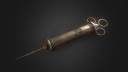 Medieval syringe bronze, doctor, vintage, medieval, shot, hospital, old, plague, syringe, cure, plague-doctor, plaguedoctor, pbr-texturing, pbr, medical